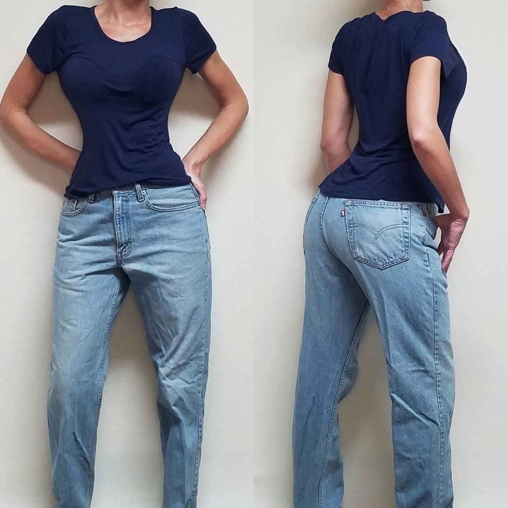 VINTAGE 90s Levi's 550 Grunge Regular Straight Leg Light Wash Distressed Jeans